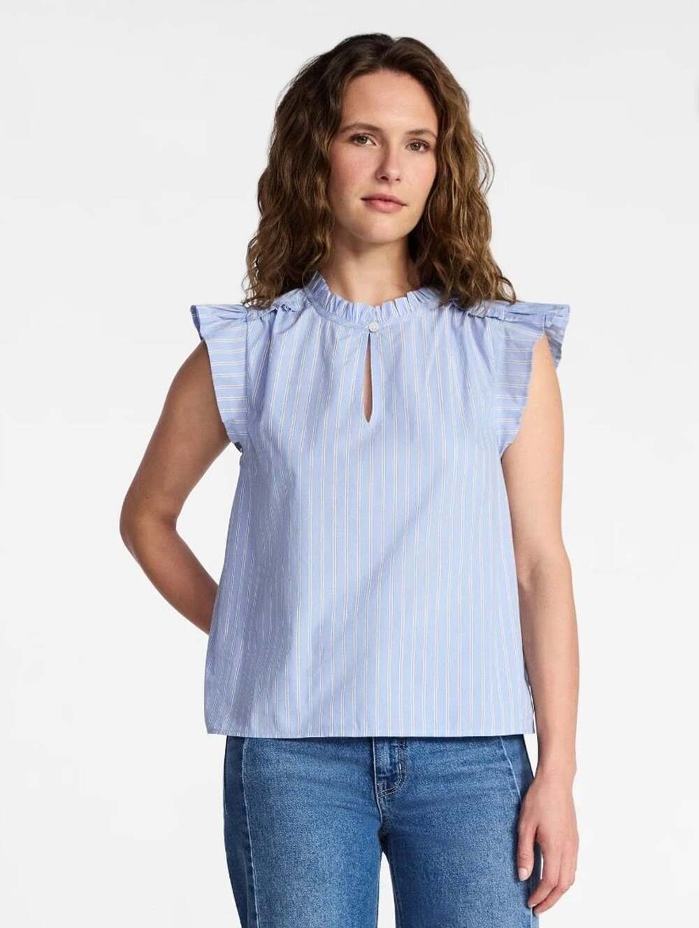 NWT Time and Tru Blue & White Striped Blouse